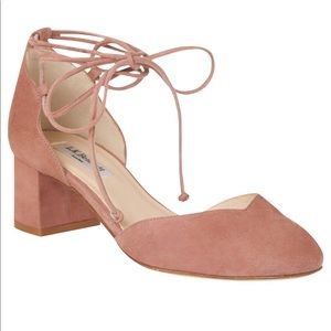 LK Bennett vintage Rose Pink Suede Block Heels